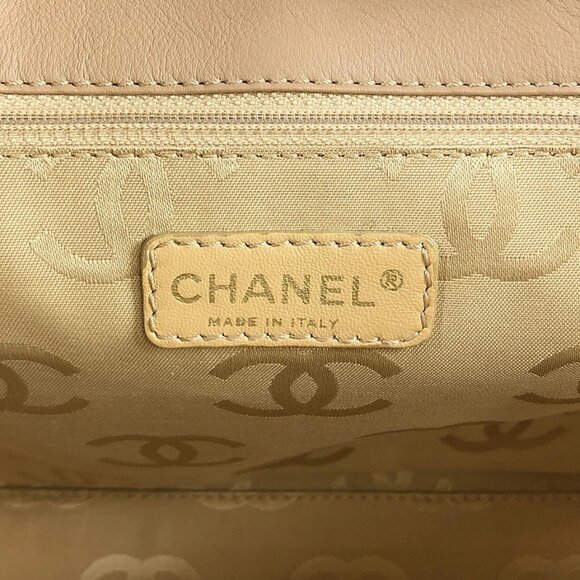 CHANEL CC Wild Stitch Vintage Quilted Shoulder Bag Tote Lambskin Light Beige - Picture 14 of 16